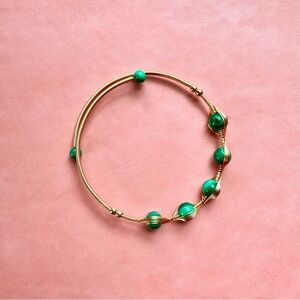 Elegant Gold and Green Beaded Bracelet